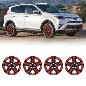 Wj-5107-brb-17 Cpw 17 Inch Hubcap Black Red Lacquer Wheel Covers For 2013-2018 Toyota Rav4 17ftft Rim
