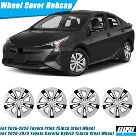 Wj-5130-dp-15 Cpw For 2016-2022 Toyota Prius 15 Inch Black Silver Lacquer Hubcap Set Of 4 Wheel Covers