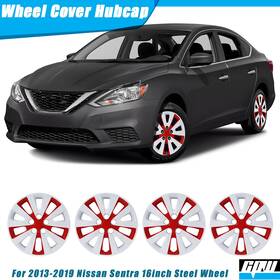 Cpw Wj-5132-wr-16 16 Inch Hubcap White Lacquer Red Wheel Covers For 2013-2019 Nissan Sentra
