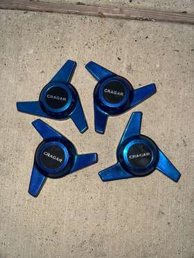 29365-4 Cragar Swept Wing Spinners. Candy Blue Lot Of 4