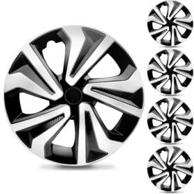 Ph017000100 Cross Pioneer Universal 15 Inch Hubcaps Set Of 4 By Carbon Black And Silver Wheel Covers - Made I