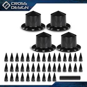 Big121601 Crossdesign Fits Rear 33mm Nut Covers With Spiked Removable Cap Semi Truck Hub Cover Wheel Set