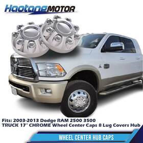 Ht-02etn3706asl Crossdesign 4pcs 17 Inch Chrome Wheel Center Hub Caps 8 Lug Covers Fits For Ram 2500 3500 Truck