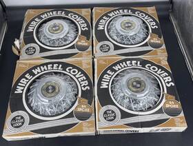 96660 Custom Accessories Vintage Four Wire Wheel Covers 13 Inch 64 Spoke Hubcaps