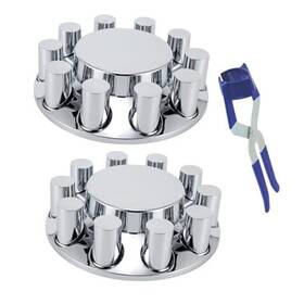 Ac-ft03-s Czimeng Abs Chrome Plastic Front Axle Cover Kits With 33mm Thread-on 2 Set Flat Top