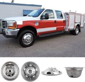 A80008-c19f8pt Deebior 4pc 19.5 Inch Polished Stainless Steel Dually Wheel Simulators 99-02 F450/50
