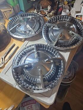 2122534 Dodge 1960 Dart Polara Seneca 4 Bar Spinner 15 Inch With Dome Hubcap Wheel Covers 3x