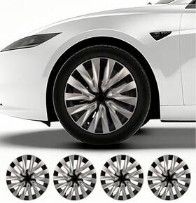N318nm-tc Dolpleap 18 Inch Wheel Cover Hubcaps 2024 Tesla Model 3 Highland Rim Protectors Silver