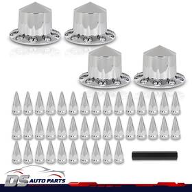 Dsa519088 Ds-auto-parts Semi Truck Hub Cover Wheel Set Fit Rear 33mm Nut Covers With Spiked Removable Caps