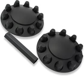 870113 Eagle Products Front Wheel Covers 33mm Hub Axle Semi Truck Abs Plastic Satin Black 1