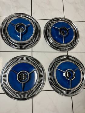 59-60swc Edsel Ford 3 Bar Spinner Oem 14 Hubcaps Candy Blue Paint Set 4 Vintage 1959-1960 Rare