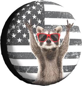Tcw5nkdkoi Fatttycy 478879007 Funny Raccoon Spare Tire Cover Black White 15 Inch Rock Gesture