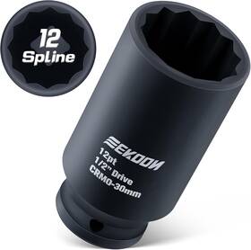 Dc-feekoon-547 Feekoon Axle Nut Impact Socket 30mm 12 Point 1/2 Inch Drive Spindle
