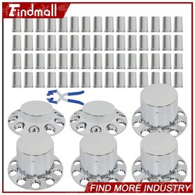 609674 Findmall 33mm Lug Front And Rear Chrome Hub Cover Semi Truck Wheel Axle
