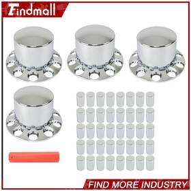 910052 Findmall 33mm Chrome Axle Covers With Hub Caps Lug Nuts Semi Truck Set Of 4