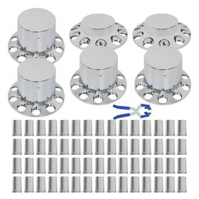 In2743533al Findmall New 33mm Chrome Flat Top Hub Cover Kit Lug Nut Wheel Axle Covers For Semi Truck