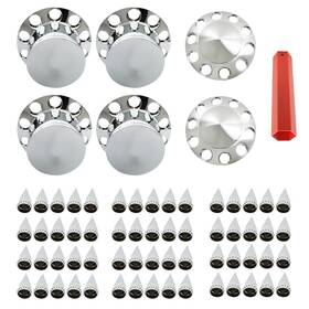 In3623607al Findmall Wheel Axle Covers Spiked Chrome Hub Cover Kit Front Rear 33mm For Semi Truck
