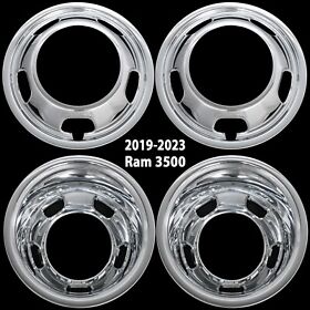 N9010 Fits Dodge Ram 3500 2019-22 Chrome 17inch Dually Wheel Simulators Dual Skins Liners