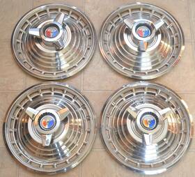 C3az-1130-c Ford 1963 Galaxie Spinner Hubcaps Set Original Oem 14 Inch Wheel Covers X4
