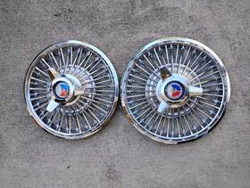 C4z-1130 Ford Pair 1963-1964 Galaxie Chrome Wire Spoke Spinner Hubcaps 13.5 Inch Vintage 2