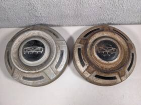 C8ua-1130 Ford C8ua1130 Pair Of F250 Dog Dish Hubcaps 1967-1972 Pickup Trucks Vans Oem