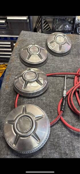 D0da-1130-e Ford 4 Wheel Center Cap Oem 1970 Motor Company 9 1/2 Inch Dog Dish Hubcap Used Set
