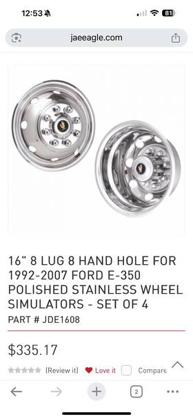 Jde1608 Ford Stainless Steel Wheel Covers. 16 Inch 8 Lug Hole 1992-2007 E350/450 Set Of 4