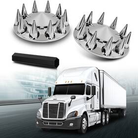 Alo329363 G-plus 2pcs Front Hub Cover For Semi Truck Wheel 33mm Nut Covers Spiked Silver