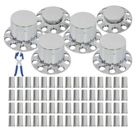 Gt4267718 Globalmart-top New 33mm Chrome Flat Hub Cover Kit Lug Nut Wheel Axle Covers For Semi Truck
