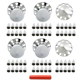 Gt5636722 Globalmart-top New 33mm Chrome Hub Cover Kit Front Rear Semi Truck Wheel Axle Covers Spiked