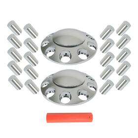 Gt6370182 Globalmart-top High Quality Chrome Front Axle Wheel Cover Hub Cap Thread-on Lug Nuts Kit 33mm