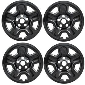 Imp98blk Gloss Black Wheel Skins Hubcaps Covers For Jeep 2018-2020 Wrangler Steel Wheels