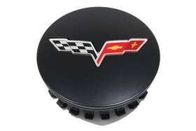 09598732 Gm Genuine Satin Black Button Style Center Cap With Crossed-flags Logo