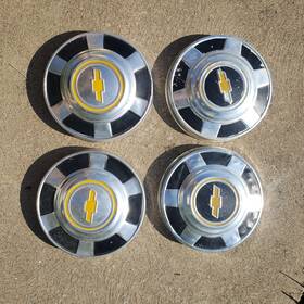 00459723 Gmc Set 4 Chevy Pickup Truck Dog Dish Caps 1973 1987 3/4 1 Ton 12 Inch Hubcaps Square