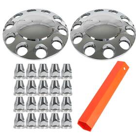 Gps2215616 Golfpartstore Chrome Front Axle Wheel Cover With Hub Cap 33mm Lug Nuts For Semi Truck Set Of 2