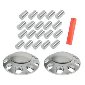 Gps3640104 Golfpartstore Set Of 2 For Semi Truck Front Axle Cover Hub Cap Thread-on 33mm Lug Nuts Chrome