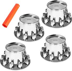 Gps3640208 Golfpartstore Chrome Semi Truck Rear 33mm Wheel Axle Covers With Hub Caps Lug Nuts Set Of 4
