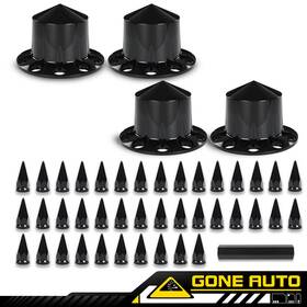 Gon230216 Gone-auto Rear Wheel Axle Hub Cover Kit 33mm Spiked Semi Abs Plastic Satin Black New