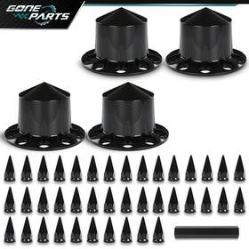 Goneparts-1225-15 Goneparts New 4pcs Rear Hub Cover For Semi Truck Wheel 33mm Nut Covers Spiked Black