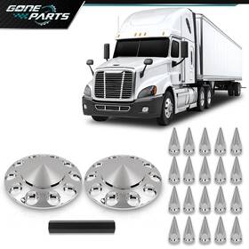 Goneparts1211 Goneparts 11 2x Front Hub Cover For Semi Truck Wheel 33mm Nut Covers Spiked Silver