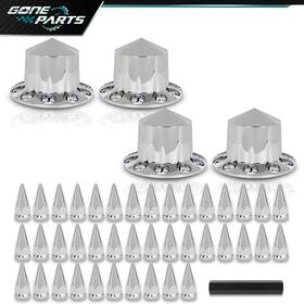 Goneparts1219-11 Goneparts 4pcs Rear Hub Cover Fit For Semi Truck Wheel 33mm Nut Covers Spiked Silver