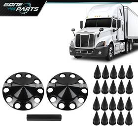 Goneparts1231 Goneparts 28 2cps Front Hub Cover Semi Truck Wheel 33mm Nut Covers Spiked Black