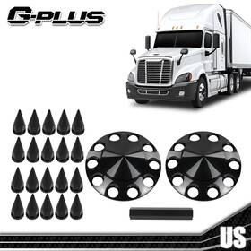 Gpl129831 Gplusmotor Front Hub Wheel Cover Nut Covers Spiked 33mm 2pcs Fit For Black Semi Truck