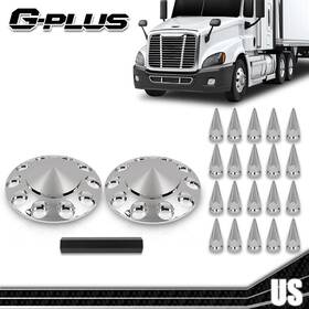 Gpl3298749 Gplusmotor Fit For Chrome Semi Truck Front Hub Wheel Cover Nut Covers Spiked 33mm