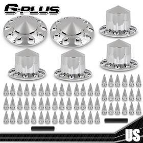 Gpl49580923 Gplusmotor Front And Rear Hub Cover Semi Truck Wheel 33mm Nut Covers Spiked Silver
