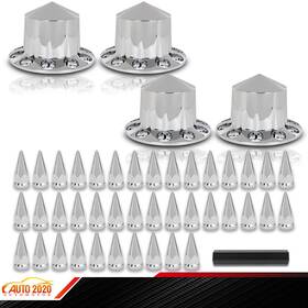Gd121406 Grandorange Fits Rear 33mm Nut Covers With Spiked Removable Caps Semi Truck Hub Cover Wheel Set