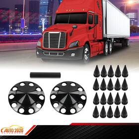Gd122135 Grandorange 2pcs Front Hub Wheel Cover Nut Covers Spiked 33mm Fit For Black Semi Truck