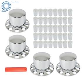 Hp105006 Happy19star 33mm Chrome Rear Wheel Axle Covers With Hub Caps Lug Nuts Semi Truck Set Of 4