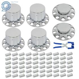 Hp70347 Happy19star 6pcs Abs Plastic Chrome Hub Cover Kit 33mm Lug Nug Semi Truck Wheel Axle Covers