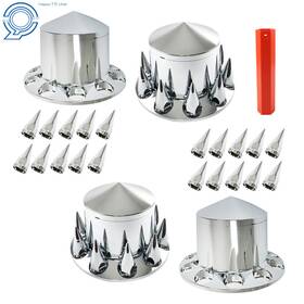 Hp92916 Happy19star Chrome Rear Axle Wheel Cover 33mm Spike Screw-on Lug Nut For Semi Truck